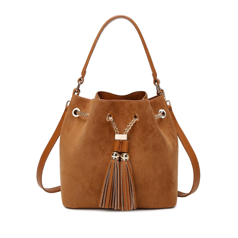 Suede Bucket Bag With Tassel