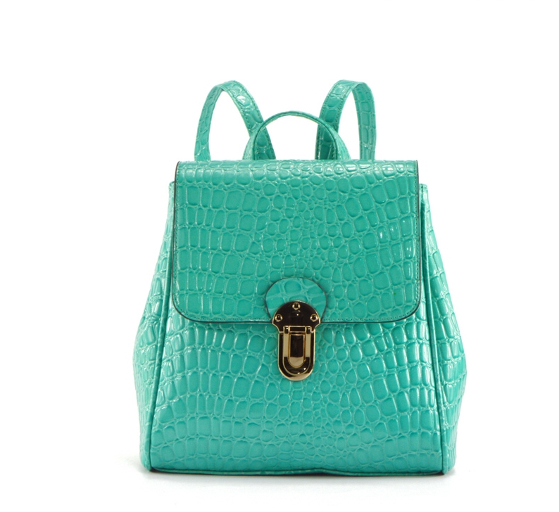 Shinny Faux Crocodile Leather Backpack