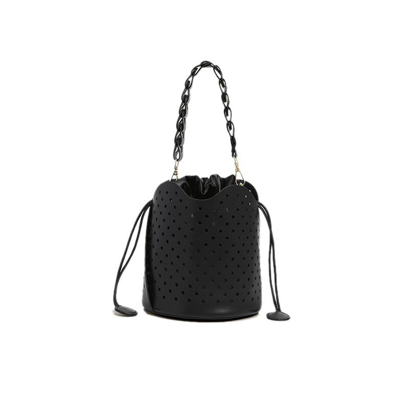 Laser cut dot pattern bucket bag