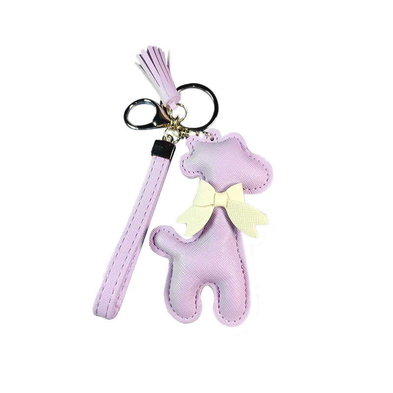 Faux leather stuffed giraffe keyring