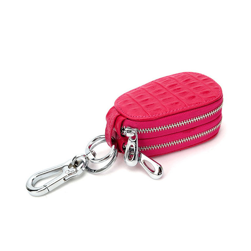 Faux Crocodile Double Zipper Car Key Case