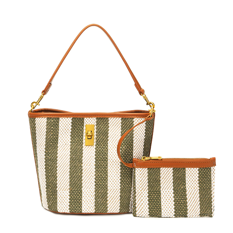 Woven Cloth Bucket Bag in Bag