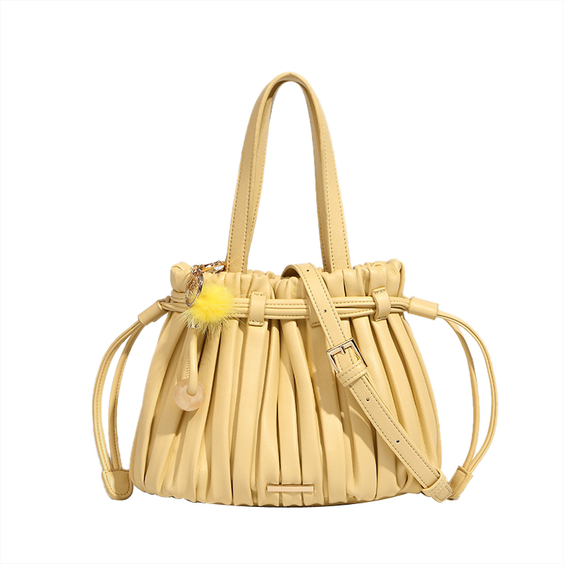 Crossbody Pleated Bucket Bag